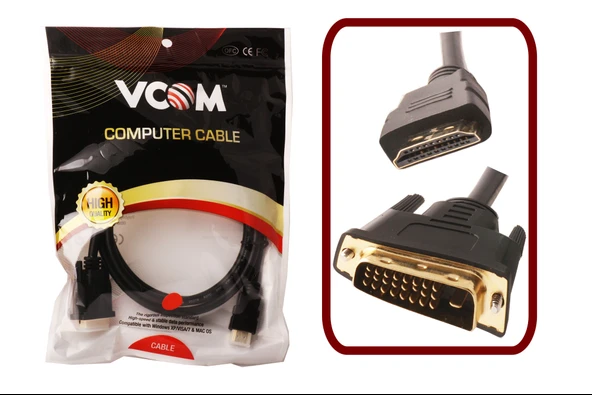 Vcom 1.8Mt Hdmı-M To Dvı 24+1 Erkek Gold Cg-481G ürün görseli 1