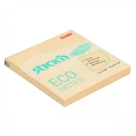 Hopax Stickn Yapışkanlı Not Kağıdı 100 Yaprak 76X76Mm Eco Pastel Sarı 4-2174500-5001 (12 Koçan) ürün görseli 1