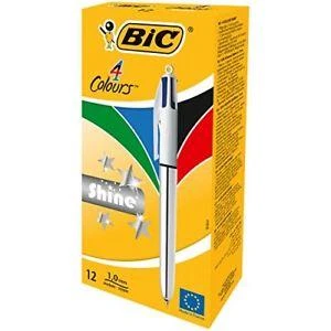 Bic 919380 Tükenmez Kalem Shine 4 Colours Gümüş Gövde 12 Li (1 Paket 12 Adet) ürün görseli 1