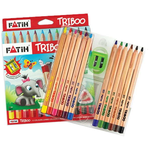 Fatih Triboo Natural Jumbo Boya Kalemi 12 Renk FA33365KB12RTB ürün görseli 1