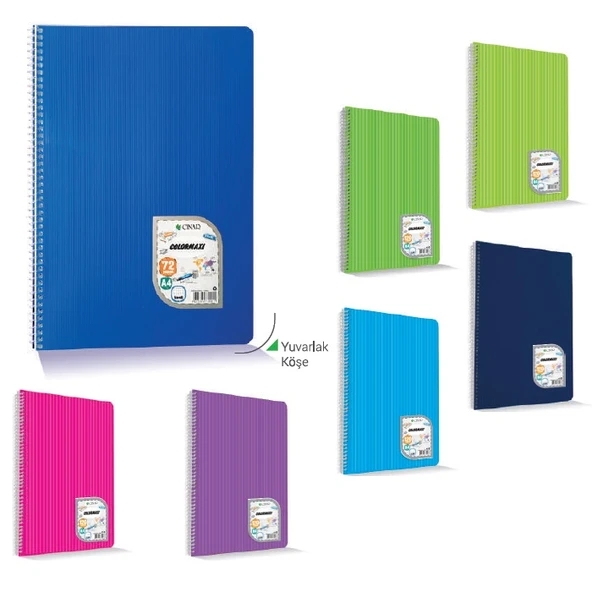 Colormaxi A4 Spiralli Plastik Kapak 96 Yaprak Kareli Defter 96/4 (12 Li Paket) ürün görseli 1