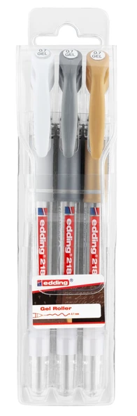 2185 Jel Roller Kalem 0.7Mm Karışık Metalik Beyaz-Altın-Gümüş (3 Lü Set) ürün görseli 1