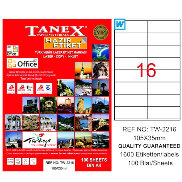 Tanex Tw-2216 Lazer Etiket 105X35 Mm Tw2216Las10100 ürün görseli 1