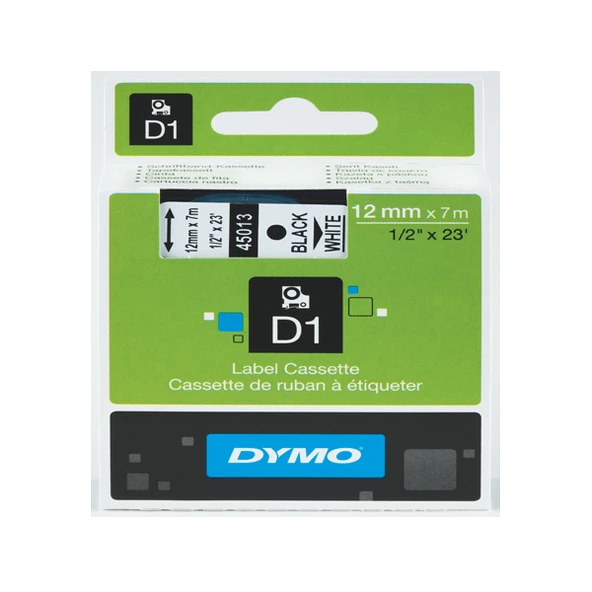 Dymo D1 Şerit 12X7 Mt Beyaz-Siyah 45013 S0720530 ürün görseli 1