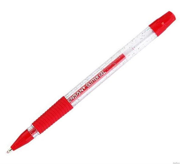 Pensan Jel Glitter Simli Kalem 1,0 Mm Kırmızı 12 Li (1 Paket 12 Adet) ürün görseli 1