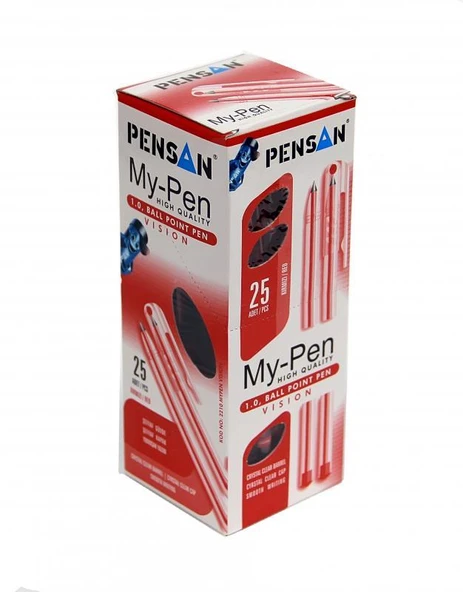 Pensan My-Pen Tükenmez Kalem 1,0 Mm Kırmızı 25 Li (1 Paket 25 Adet) ürün görseli 1