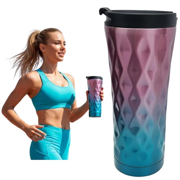 Perlotus 500 ml Renkli Tasarım Isı Yalıtımlı Kahve Mug Çelik Termos ürün görseli 1