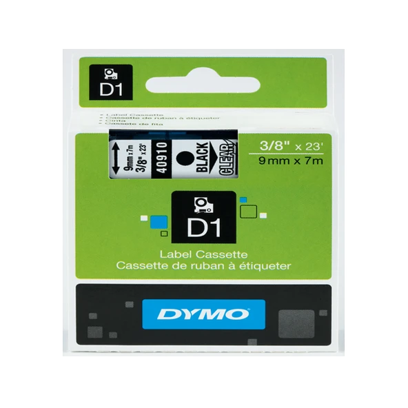 Dymo D1 Şerit 9X7 Mt Şeffaf-Siyah 40910 S0720670 ürün görseli 1
