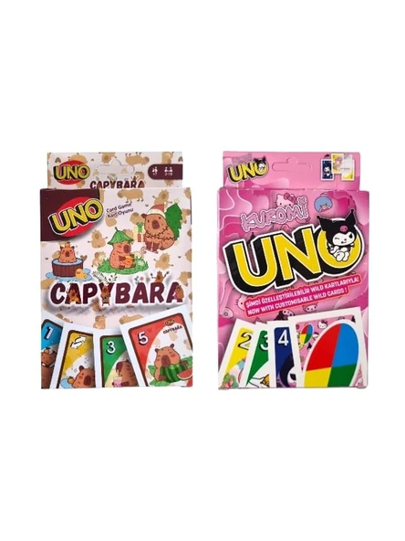 Capybara Uno ve Kuromi Uno Oyun Kartları 2'li Set ürün görseli 1