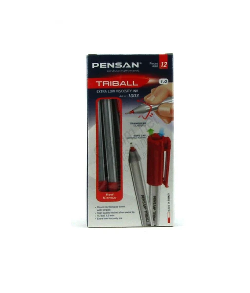 Pensan Triball Tükenmez Kalem 1,0 Mm Kırmızı 12 Lİ (1 Paket 12 Adet) ürün görseli 1