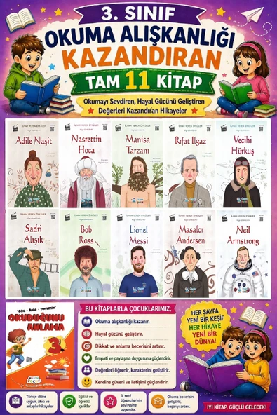 3. Sınıf Okuma Alışkanlığı Kazandıran Okumayı Sevdiren Tam 11 Kitap -24 ürün görseli 1