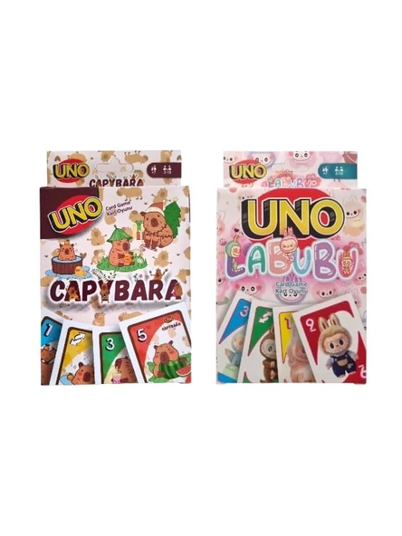 Capybara Uno ve Labubu Uno Oyun Kartları 2'li Set ürün görseli 1