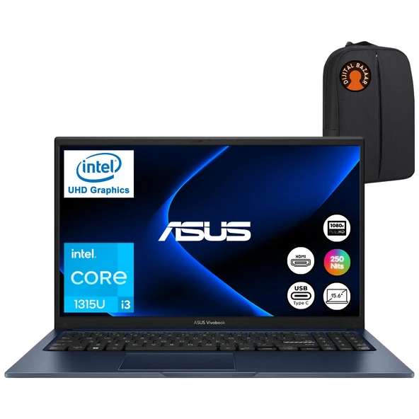 Vivobook 15 X1504VA Intel Core I3 1315U 24GB 512GB SSD Fdos 15.6" Taşınabilir Bilgisayar + Djt Çanta ürün görseli 1