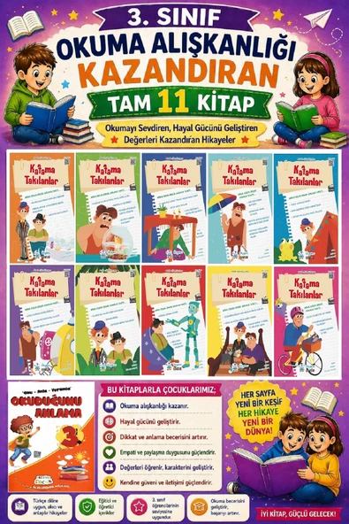 3. Sınıf Okuma Alışkanlığı Kazandıran Okumayı Sevdiren Tam 11 Kitap -25 ürün görseli 1