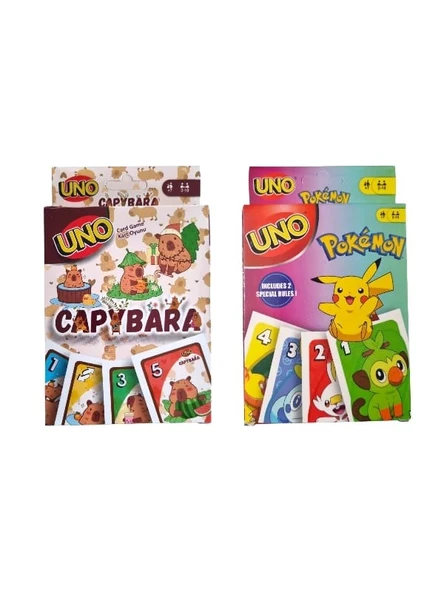 Capybara Uno ve Pokemon Uno Oyun Kartları 2'li Set ürün görseli 1