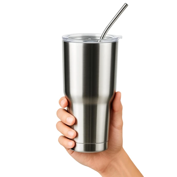 Perlotus 900 ml Çelik Pipetli  Soğuk İçecek Termosu Mug Sızdırmaz Kapaklı ürün görseli 1