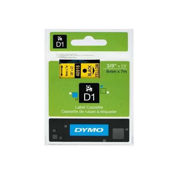 Dymo D1 Şerit 9X7 Mt Sarı-Siyah 40918 S0720730 ürün görseli 1