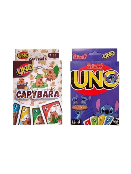 Capybara Uno ve Stitch Uno Oyun Kartları 2'li Set ürün görseli 1