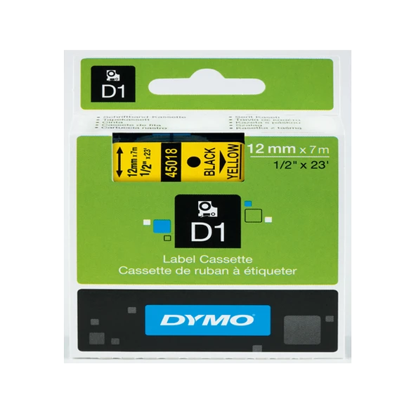 Dymo D1 Şerit 12X7 Mt Sarı-Siyah 45018 S0720580 ürün görseli 1