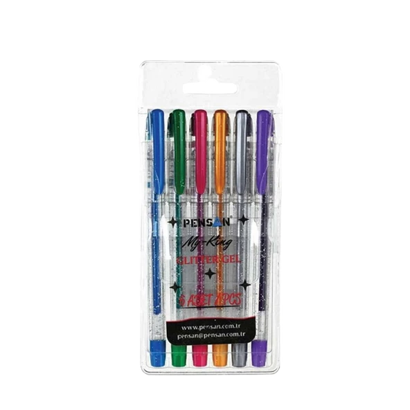 Pensan Tükenmez Kalem My-King Jel Simli 6 Renk Pe02227Jk00S6 ürün görseli 1