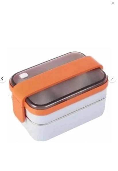 Çift Katmanlı Paslanmaz Çelik Yemek Kabı Beslenme Kabı Lunch Box Turuncu 1200ml yeni nesil sefertası ürün görseli 1