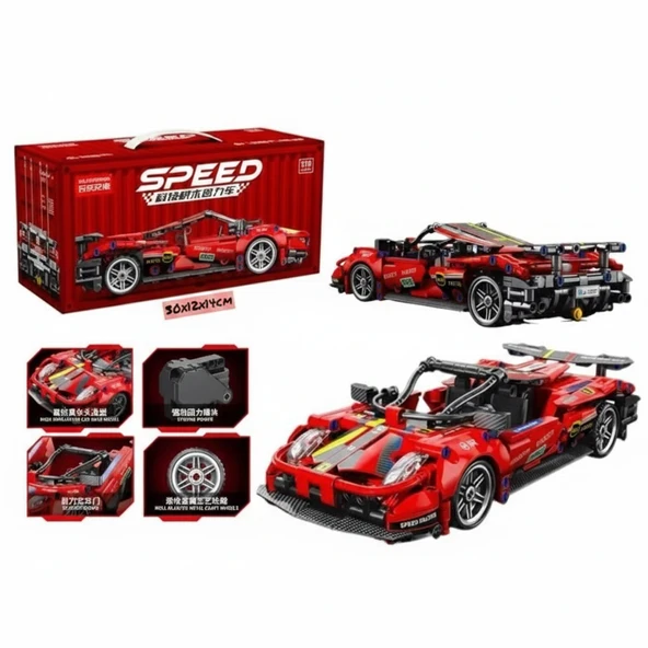 Speed Racing Pro Kırmızı Yarış Arabası Yapım Seti 513 Parça Spor Araba Blok Oyuncağı ürün görseli 1