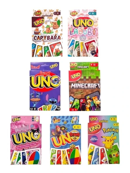 Kuromi  Uno+Brawl Stars Uno+Pokemon Uno+Stitch Uno+Minecraft Uno+Capybara Uno+Labubu Uno 7'li Set ürün görseli 1