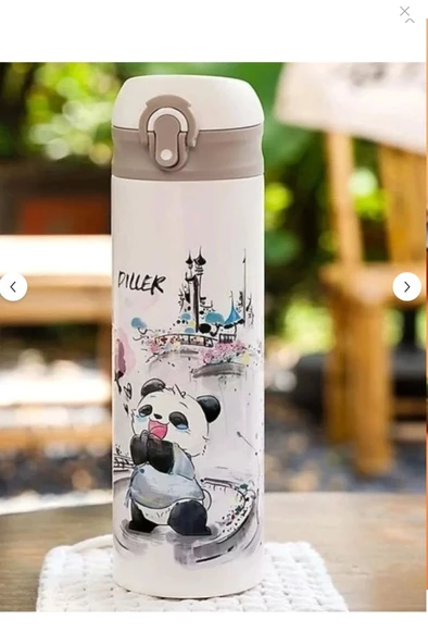 BENİSA SHOP Vagonlıfe dıller panda figürlü paslanmaz Çelik pipetli suluk matara sıcak / soğuk 6 saat ürün görseli 1
