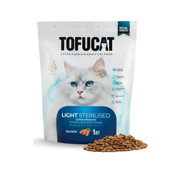 Tofucat Super Premium Sterilised Somonlu Kısır Kedi Maması - Antialerjenik ve Düşük Tahıllı 1,5 Kg ürün görseli 1
