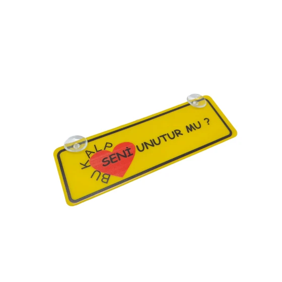 Bu Kalp Seni Unutur Mu? Yazılı Sarı Dekor Plaka Vantuzlu Cam Süsü 22x7.5cm BKSU2 ürün görseli 1