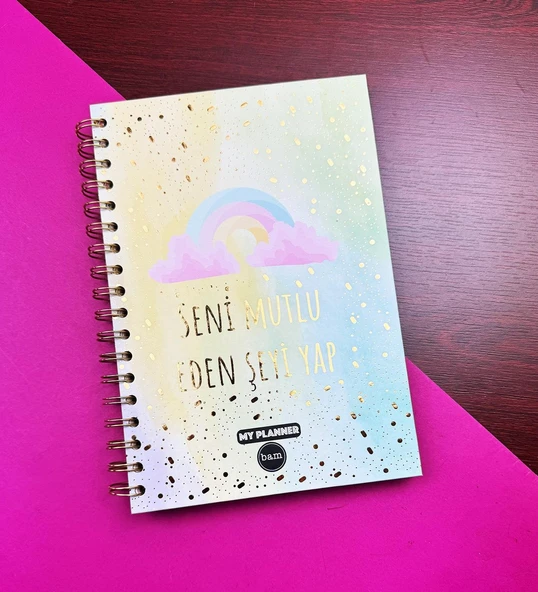 BENİSA SHOP mutlu eden şeyi yap tasarımlı konuşan ajanda ürün görseli 1