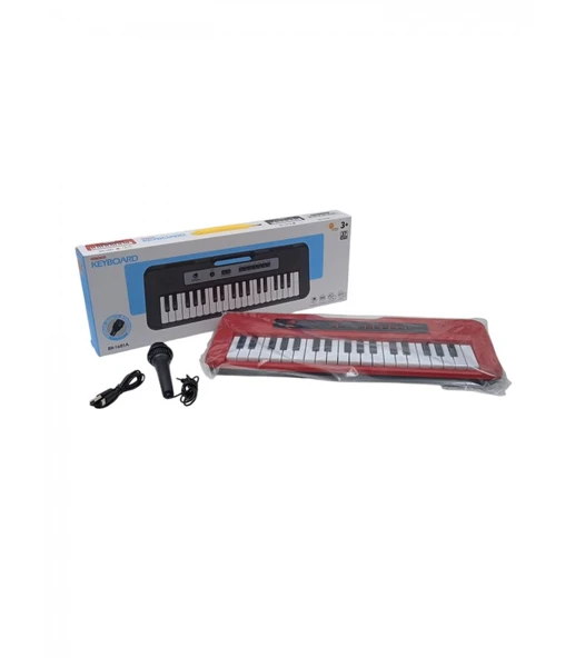 37 Tuşlu Pilli USB Kablolu Mikrofonlu Piano Kırmızı veya Siyah ürün görseli 1