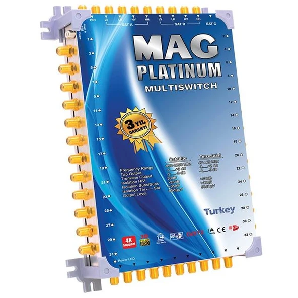 MAG Platinum MP 10/40 Multiswitch - 10 Giriş 40 Çıkışlı Merkezi Uydu Santrali Hybrid 4K Ve 3D Destekli ürün görseli 1