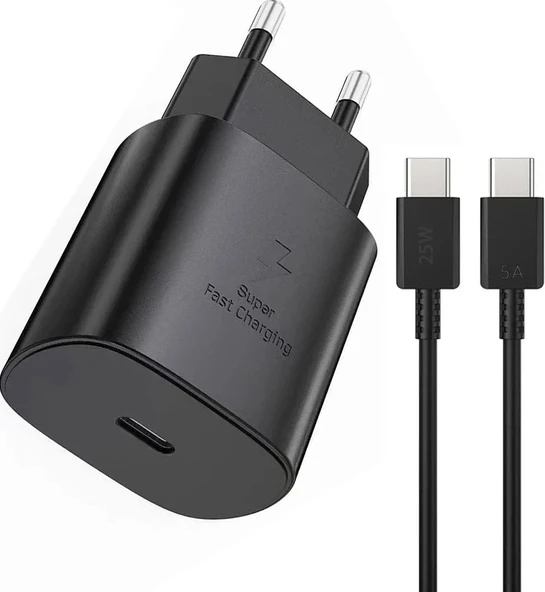 Samsung 25W Şarj Cihazı Samsung EP-TA800XBEGWW Type-C to Type-C Kablo uyumlu Galaxy A14 A15 A24 A34 A54 A33 A53 A73 S23 Uyumlu Hızlı Şarj Cihazı ürün görseli 1