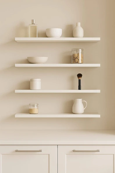 Yankı-Byeg 50 cm 4lü Mat Beyaz Mdf Uçan Duvar Rafı Gizli Bağlantı Kitaplık ürün görseli 1