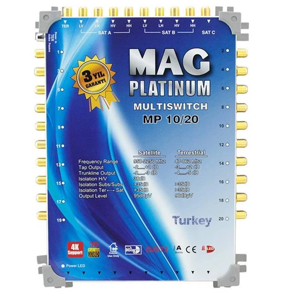 MAG Platinum MP 10/20 Multiswitch - 10 Giriş 20 Çıkışlı Merkezi Uydu Santrali Hybrid 4K Ve 3D Destekli ürün görseli 1