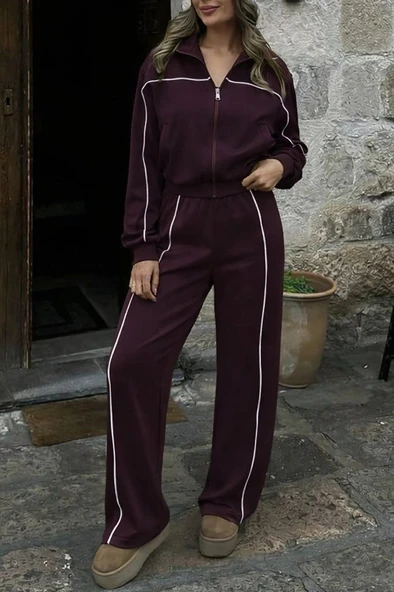 Kadın Uzun Kollu önden Fermuarlı Bluz Ve Pantolon Modal Ikili Takım ürün görseli 1