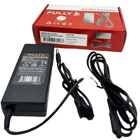 Fully 1611M 12 Volt - 7 Amper 5.5*2.5 Uçlu Plastik Kasa Masaüstü Adaptör ürün görseli 1