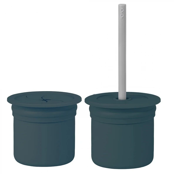 Oioi Ham+hüp Pipetli Silikon Bardak Seti Deep Blue / Powder Grey ürün görseli 1