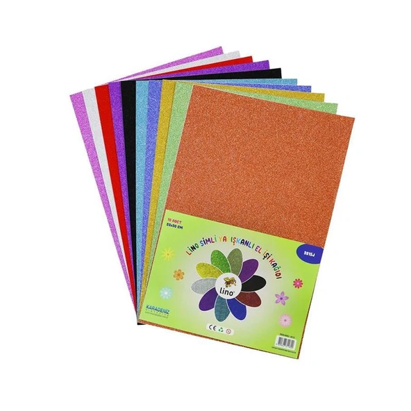 Lino Elişi Kağıdı Simli Yapışkanlı 10 Lu 20X30 Cm 3815J ürün görseli 1