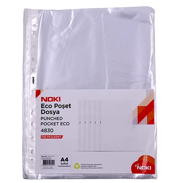 Noki A-4 Poşet Dosya Eco 30 Micron 4830-Eco (100 Lü Paket) ürün görseli 1