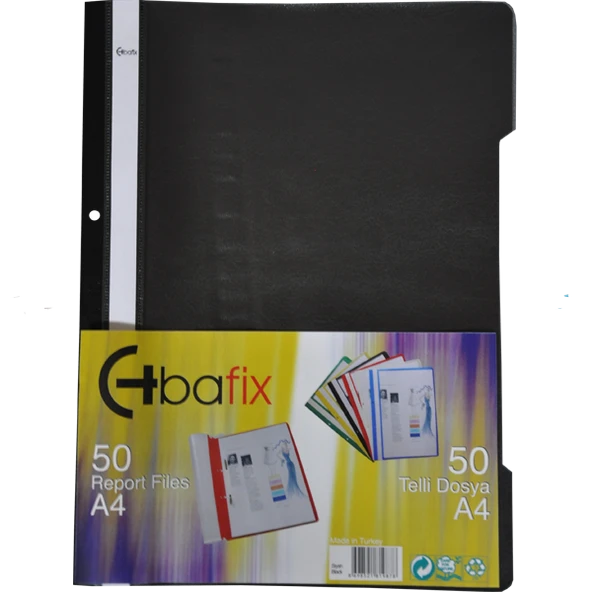 Bafix Telli Dosya Plastik A-4 Siyah 66728 50 Li (1 Paket 50 Adet) ürün görseli 1