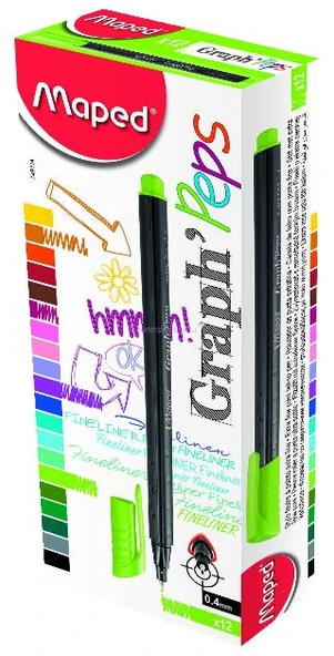 Maped 749114 Fineliner Keçe Uç Kalem 12 Li Elma Yeşili (1 Paket 12 Adet) ürün görseli 1