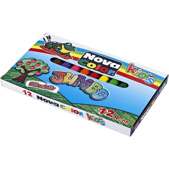 Nova Color NC-2124 Silinebilir Mum Boya Jumbo Üçgen 12 Renk ürün görseli 1