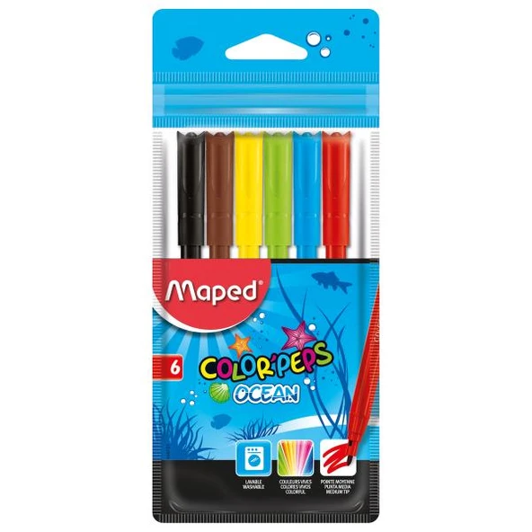 Maped 845723 Keçeli Boya Kalemi Ocean 6 Renk ürün görseli 1