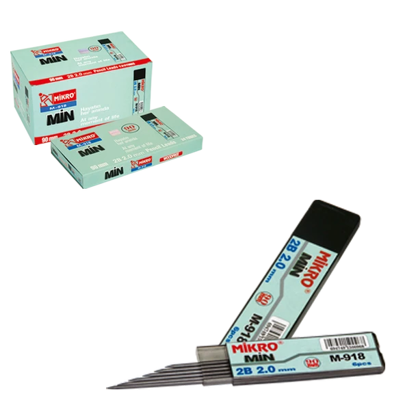 Mikro M-918 Min 2.0 Mm Versatil Kalem Ucu 2B 90 Mm 24 Lü (1 Paket 24 Tüp) ürün görseli 1