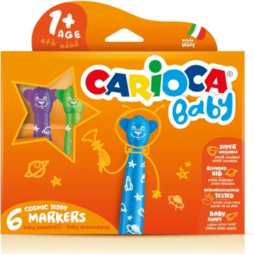 Carioca 42815 Teddy Jumbo Yıkanabilir Keçeli Boya Kalemi Bebek 6 Lı ürün görseli 1