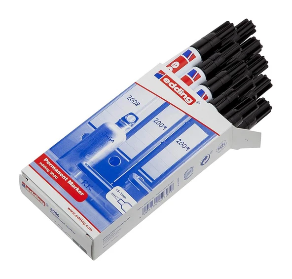 Edding 3000 Markör Permanent Kalemi 1.5-3 Mm Siyah Yuvarlak Uçlu (10 Lu Paket) ürün görseli 1