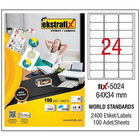 Ekstrafix Lazer Etiket 64X34 Mm Fix-5024 8699071024071 ürün görseli 1