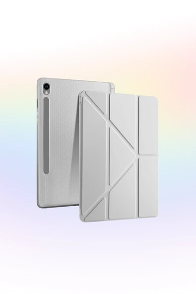 Fuchsia Galaxy Tab S10 Lite 10.9 inç ile Uyumlu Kalem Bölmeli Katlanabilir Standlı Tri Folding Tablet Kılıfı ürün görseli 1